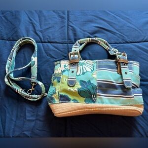 Floral Blue/Green Caribbean Joe Handbag - Small